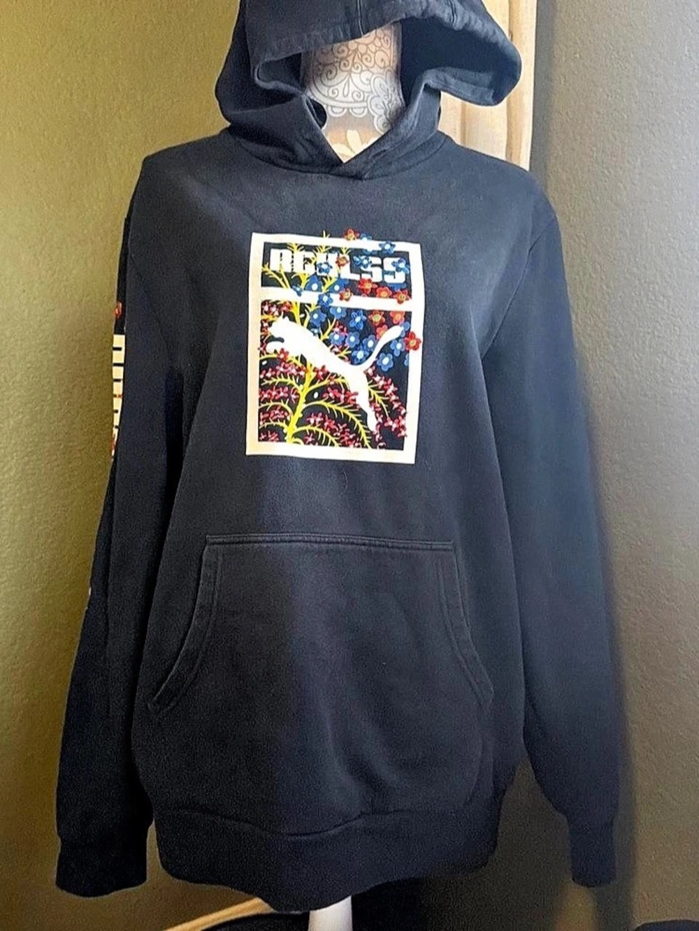 Puma Floral Logo Hoodie Floral Graphic Hoodie Size Large